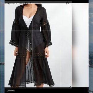 Elan Black Sheer Swim Coverup